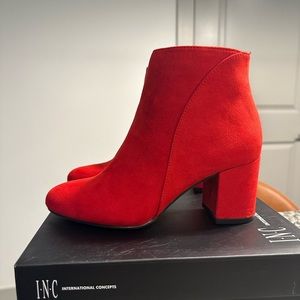 INC International Concepts Floriannf Booties in Red Lava